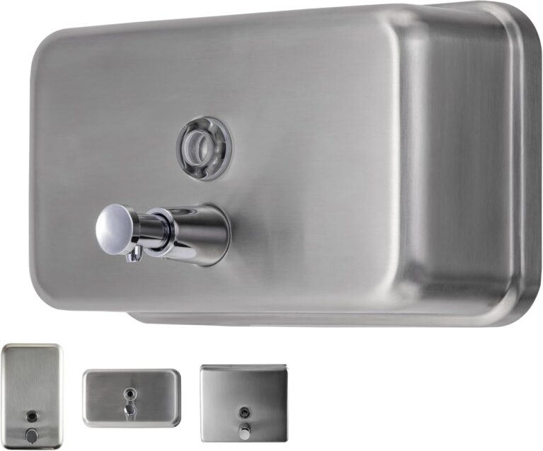 Horizontal Commercial Soap Dispenser Wall Mount, 304 Stainless Steel & Solid Brass Pump Core, Hand Soap Dispenser with Corrosion-Proof Lining for Bathrooms & Kitchens, 37oz/1100ml ADA Compliant