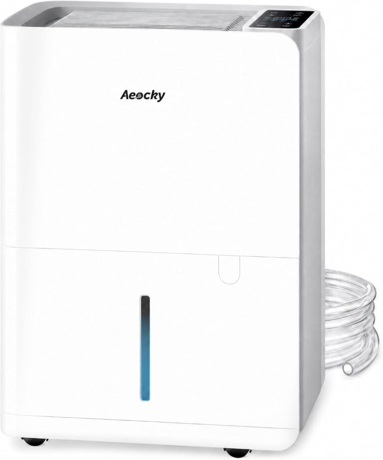 AEOCKY 50 Pint/Day, 3500Sq.Ft Ultra-Quiet 40dB Dehumidifier with Drain Hose