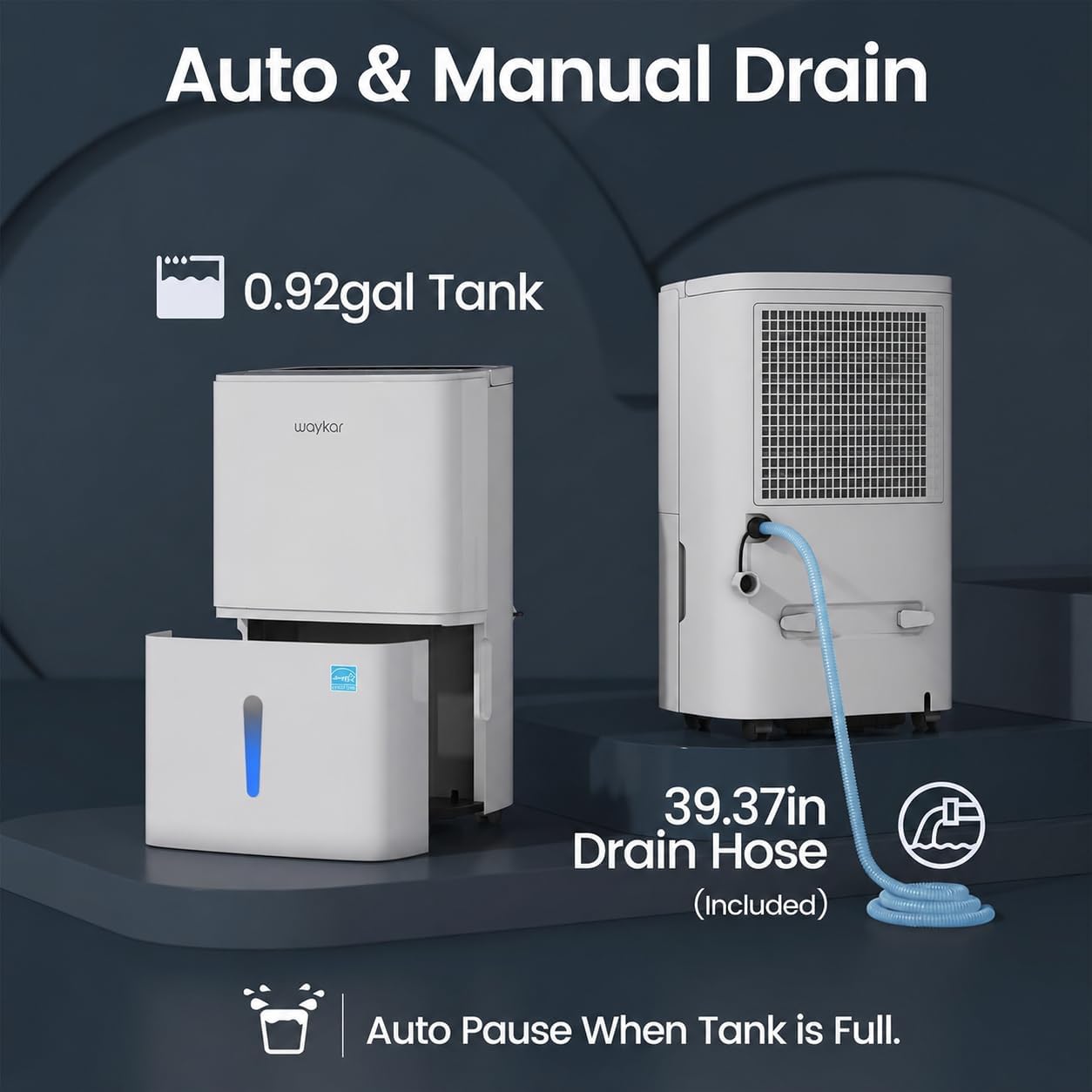 Waykar 80 Pints 2025 Energy Star Dehumidifier for Home up to 5,000 Sq. Ft, Ideal for Basement, Bathroom and Large Room with Drain Hose, Portable, Auto Defrost and Self-Drying - Image 5