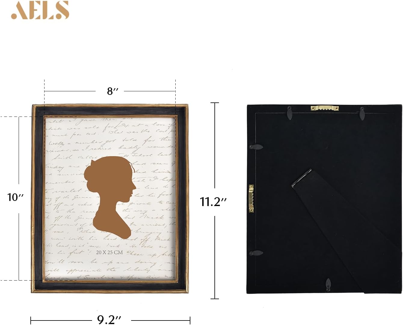 AELS 8x10 Inch Vintage Picture Frame, Elegant Antique Photo Frames with Glass Front, Photo Display, Tabletop Wall Hanging, Gift Ideas, Black with Gold Trim - Image 2