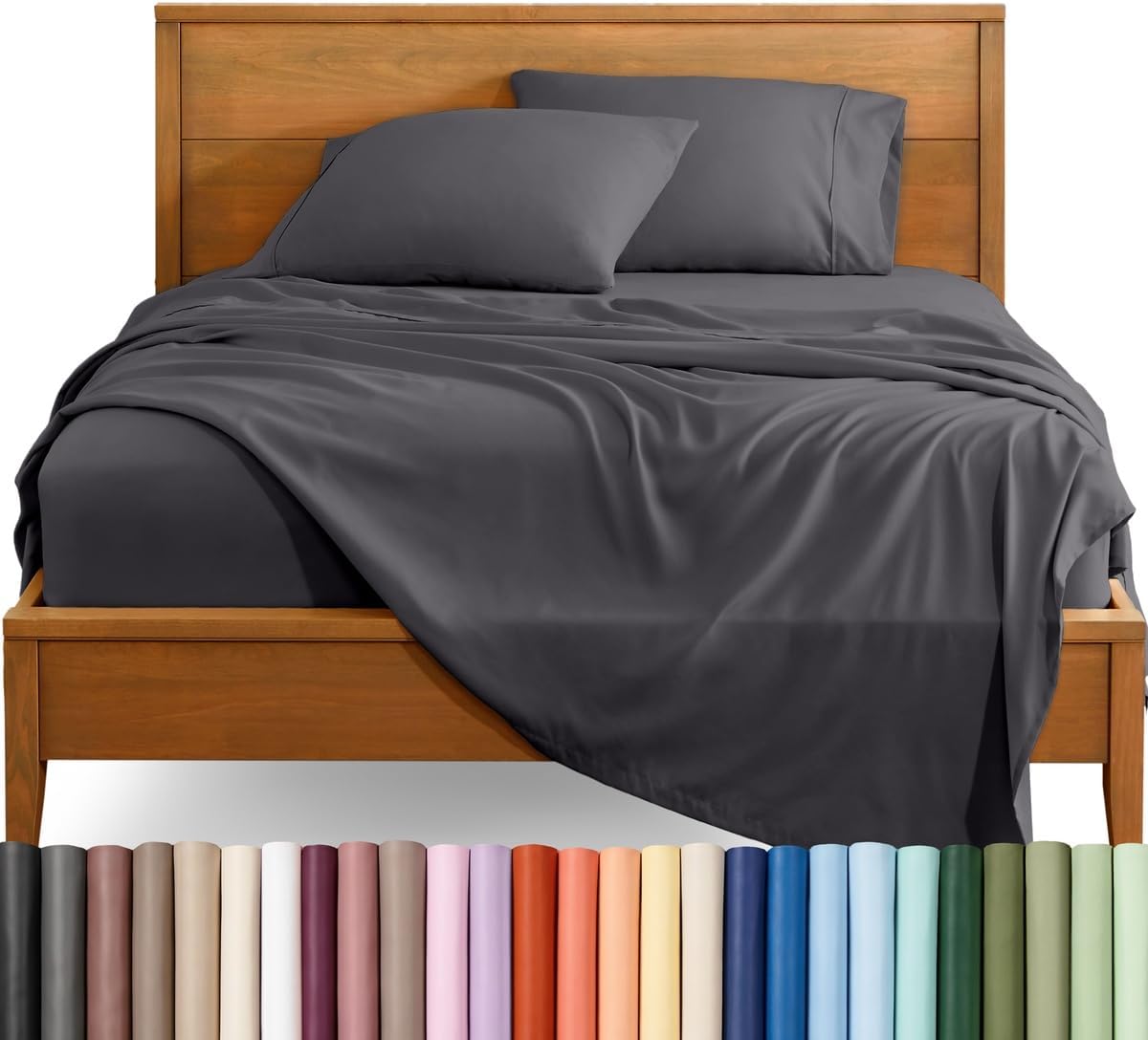 Bare Home Queen Sheet Set - 1800 Ultra-Soft (Queen, Forged Iron Grey)