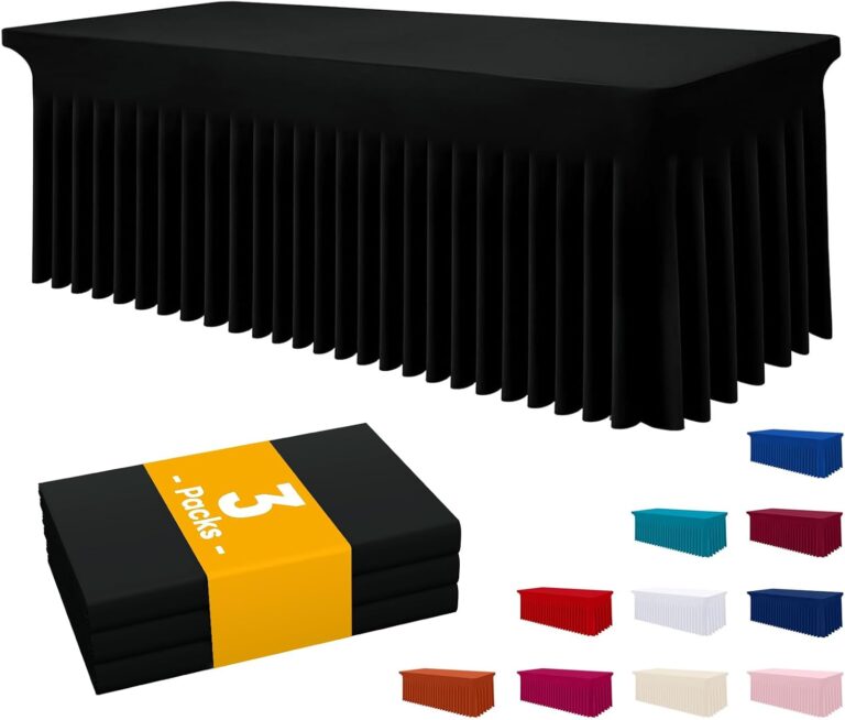 Smiry 3 Pack Spandex Elastic Fitted Table Cloth Skirt for 6FT Table