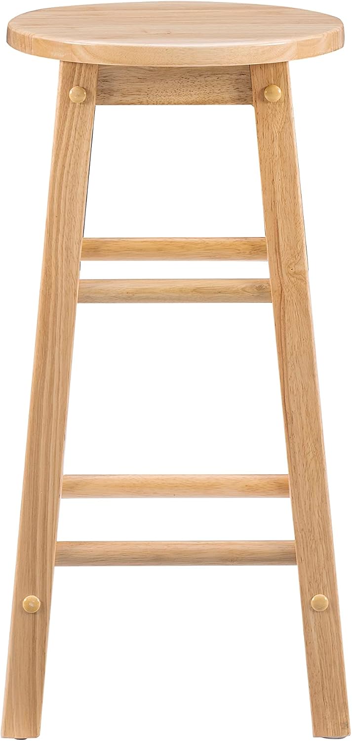 Linon Natural Barstool with Round Seat, 24-Inch - Image 9