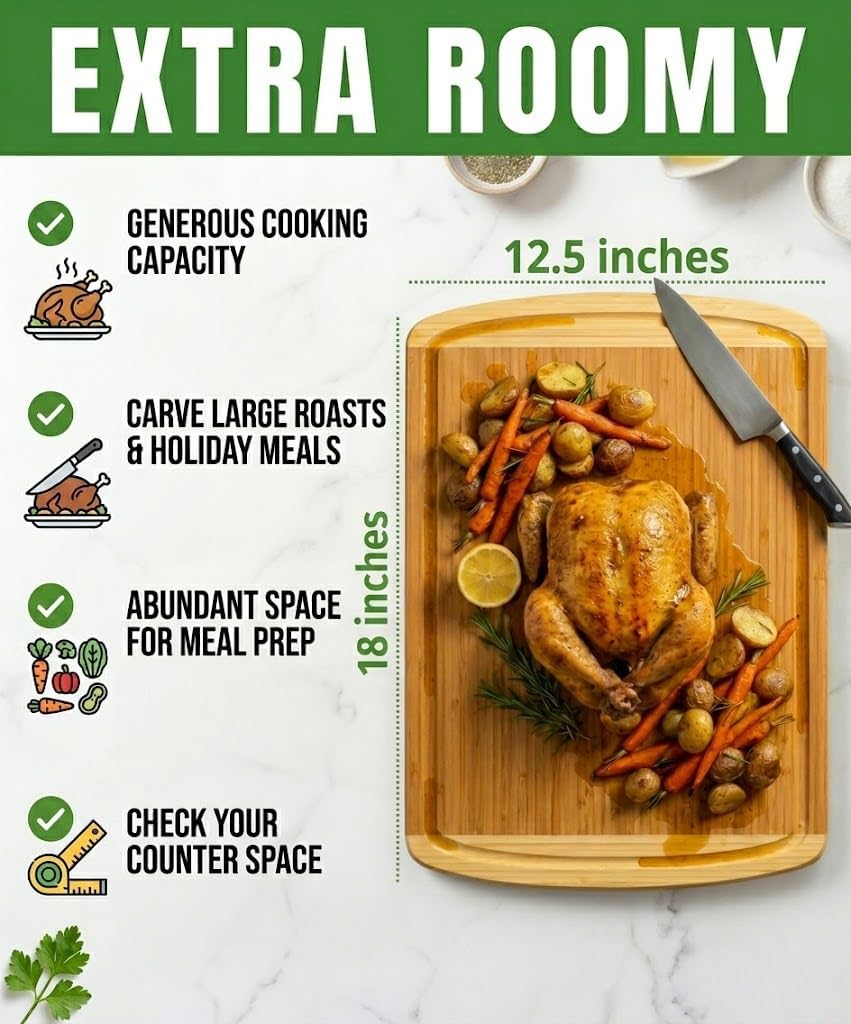 INDESTRUCTIBLE Bamboo Cutting Board (Extra Large) with Vertical Grain Strength Technology - Non Toxic, Spacious and Lightweight 18" XL Chopping Board Gift - Replacements for Life - Image 4