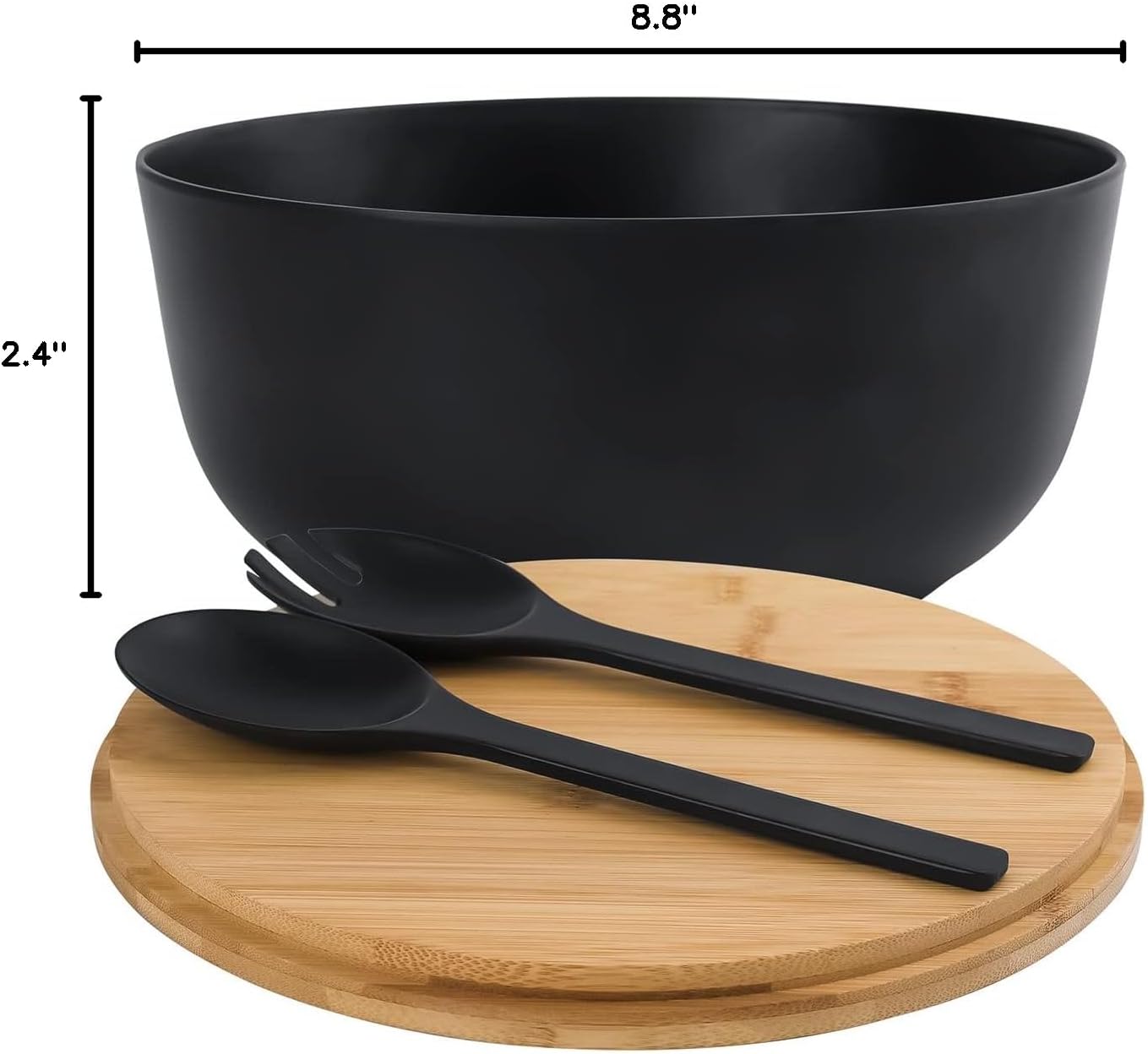 LOVYANXUE Bamboo Fiber Salad Bowl with Servers Set Large 9.8 inches Nature Bamboo Mixing Bowl with Servers with Lid Spoon and Fork for Fruits,Salads and Vegetables - Image 9