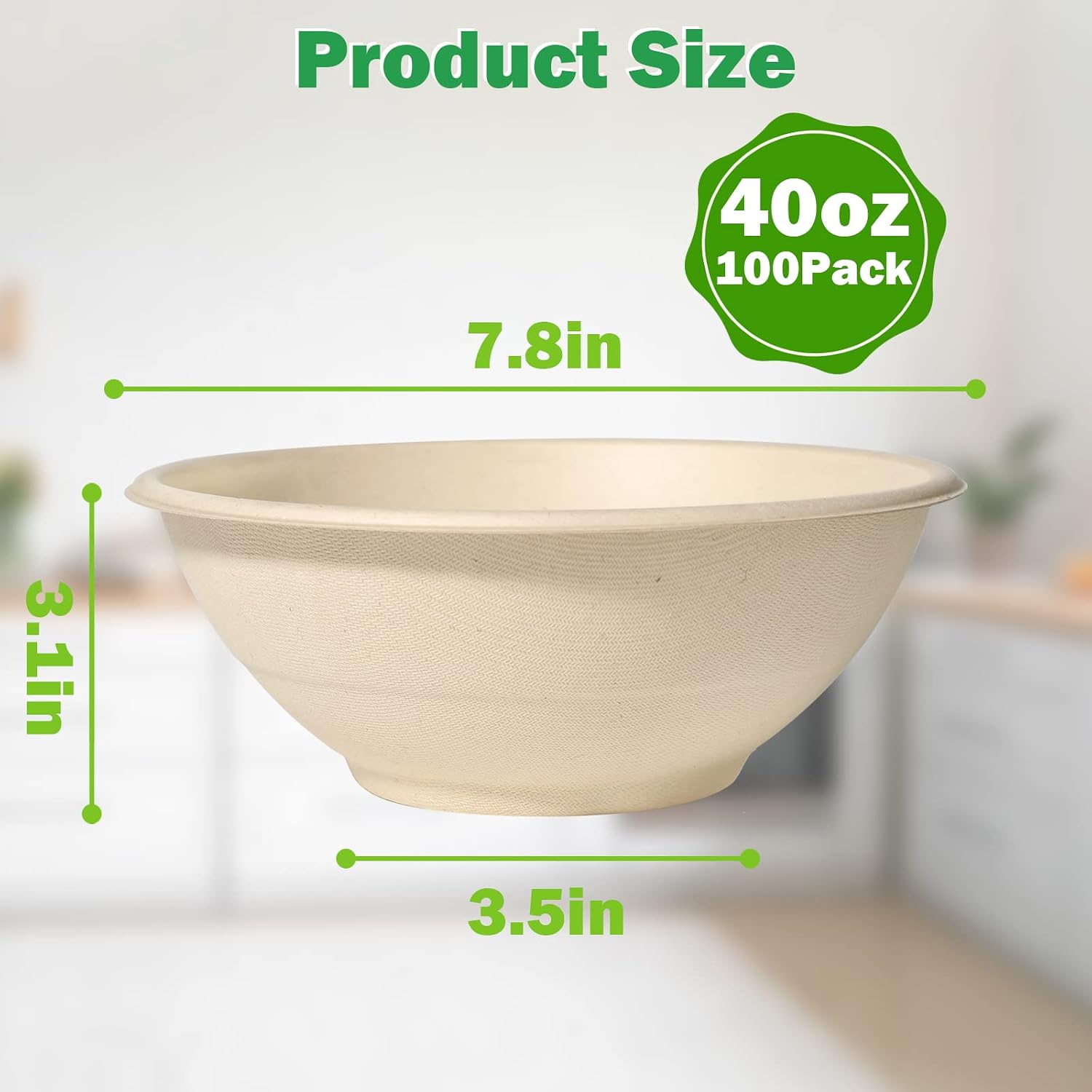 40 oz Large Compostable Paper Bowls, 100 Pack Heavy Duty - Image 6