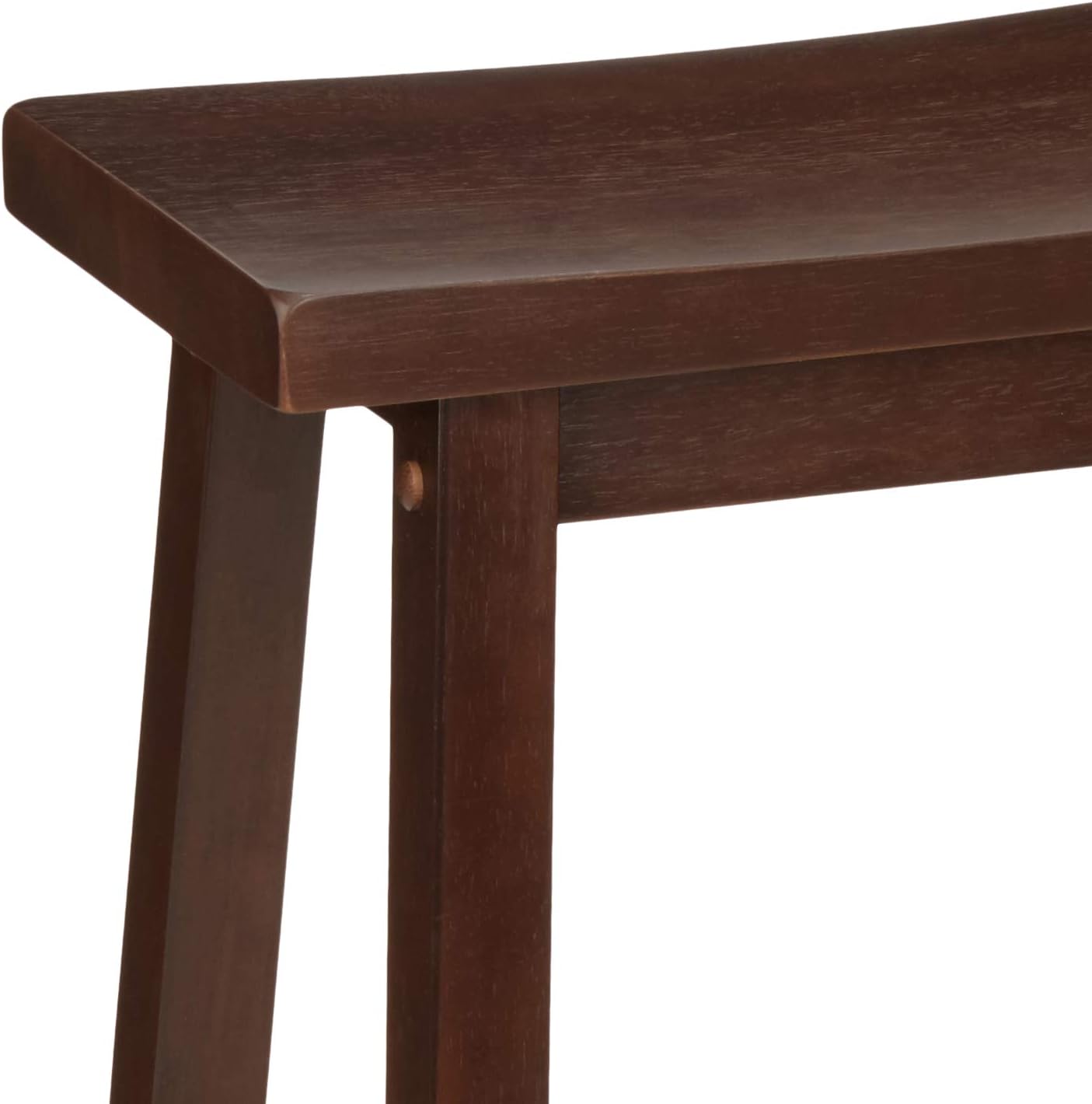 Amazon Basics Solid Wood Saddle-Seat Counter Height Bar Stools for Kitchen Island with Footrest, 24-Inch Height, Walnut, Set of 2 - Image 7