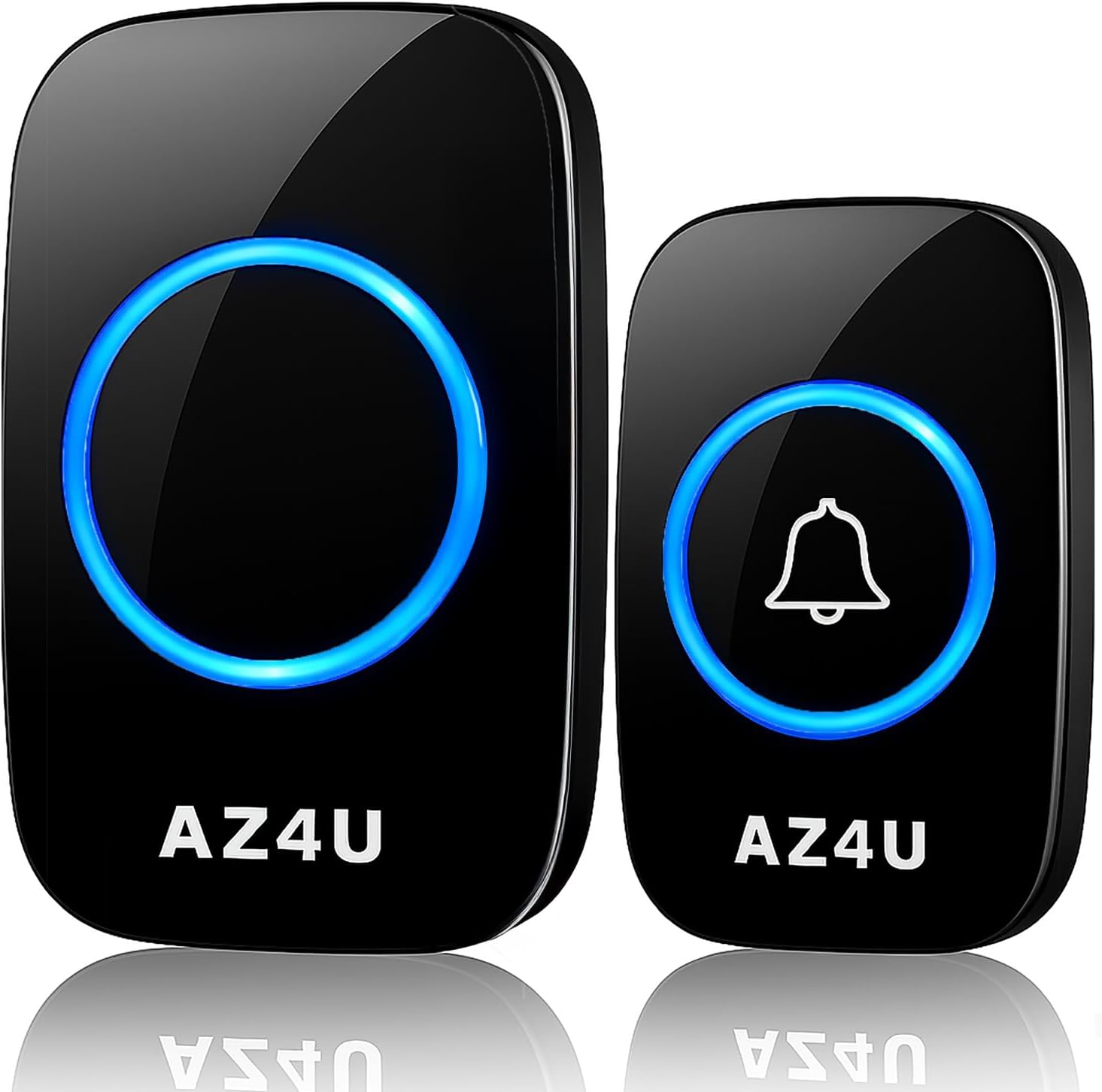 AZ4U Wireless Doorbell Kit 1 Button 1 Receiver FCC Certified 1000 ft Black
