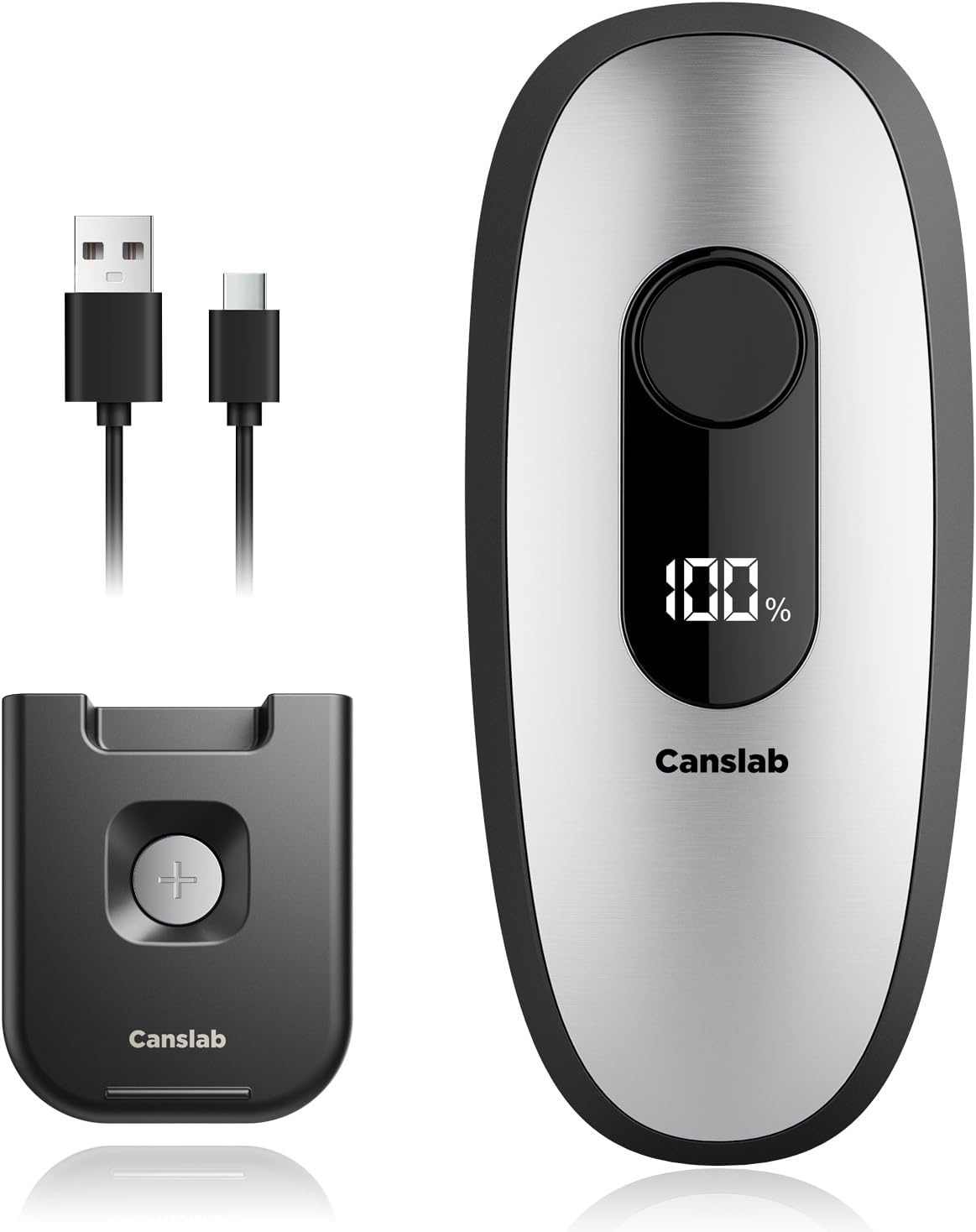 Canslab IRON Electric Can Opener, with LED Battery Track, Stainless Steel