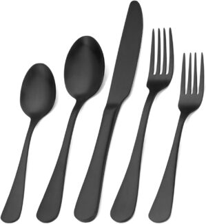 Matte Black Silverware Set, Satin F...