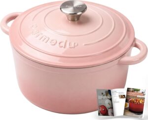 Parmedu 5.5QT Enameled Cast Iron Du...
