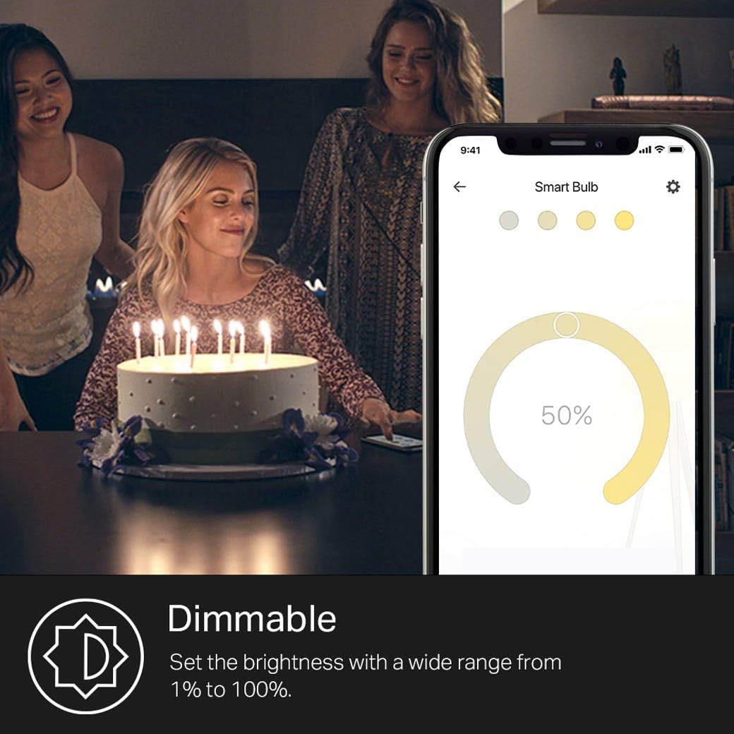 Kasa Smart Light Bulbs that works with Alexa and Google Home, Dimmable Smart LED Bulb, A19, 9W, 800Lumens, Soft White(2700K), CRI≥90, WiFi 2.4Ghz only, No Hub Required, 4 Count (Pack of 1)(KL110P4) - Image 4