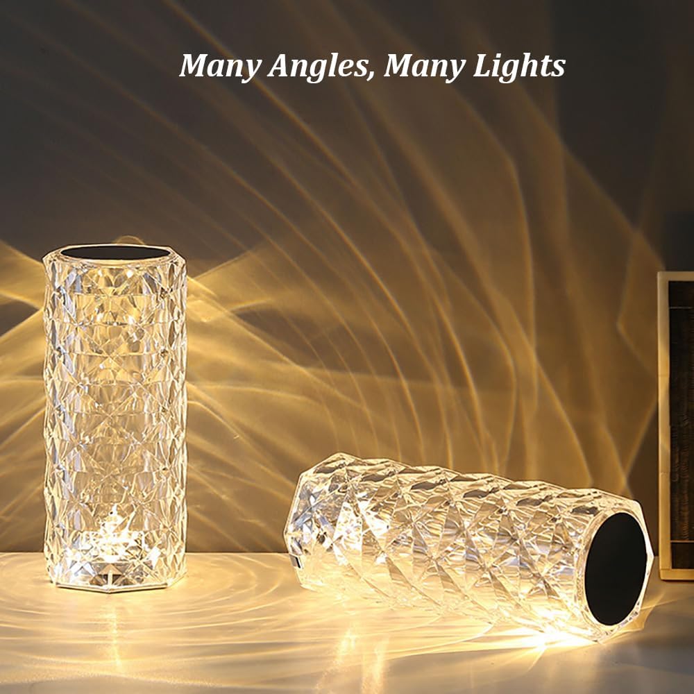 Portable Crystal Table Lamp,3 Color Touch Control Rechargeable Lamp,Crystal Bedside Lamp,Night Light,Room Decor Desk Lamp,Bedroom,Living Room,Kitchen,Dining Room Lamp(White) - Image 5