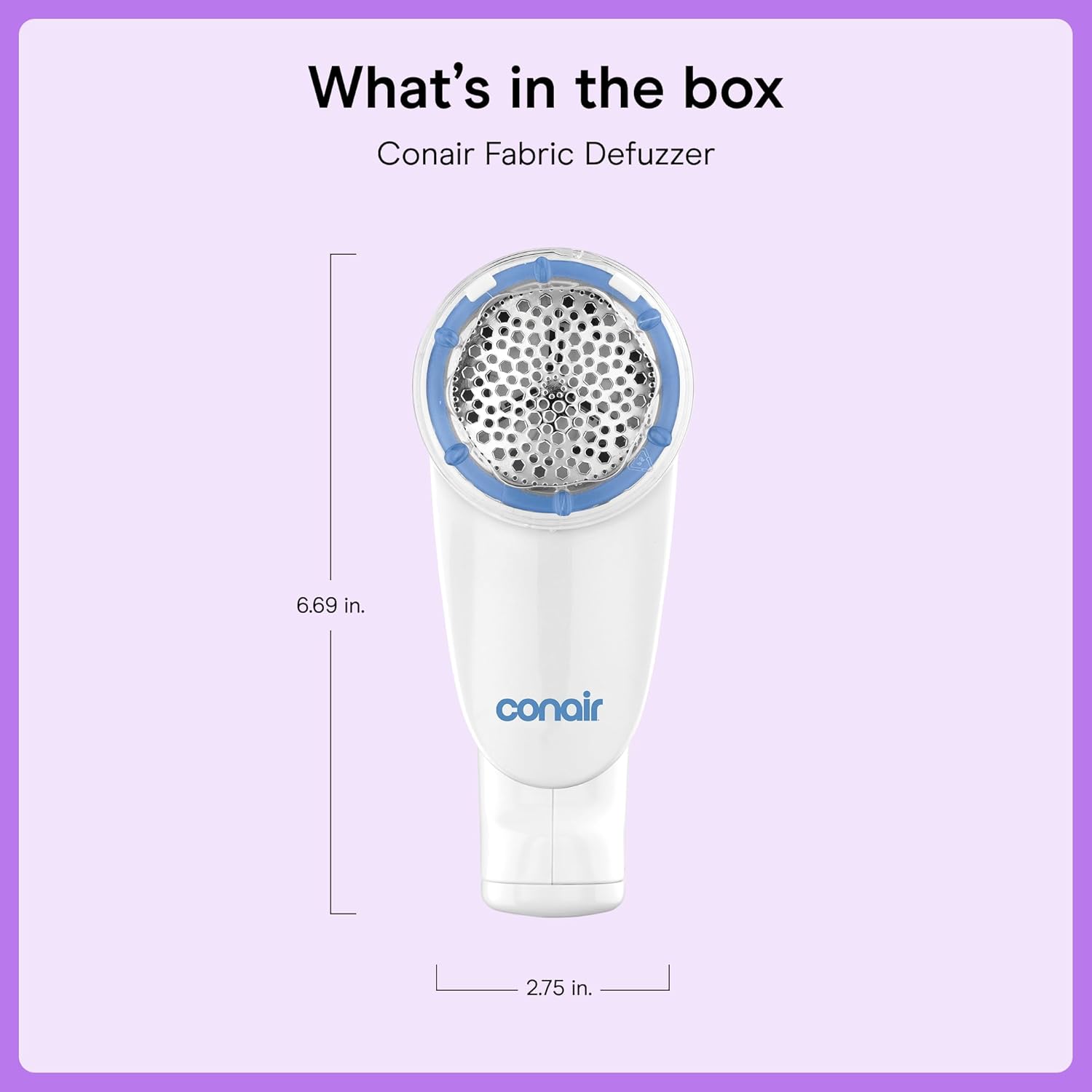 Conair Fabric Shaver and Lint Remover, Battery-Operated Portable Clothes Shaver with 3 Settings, Fuzz Remover for Sweaters, Clothing and Furniture, Large 2-Inch Shaving Head, White - Image 7