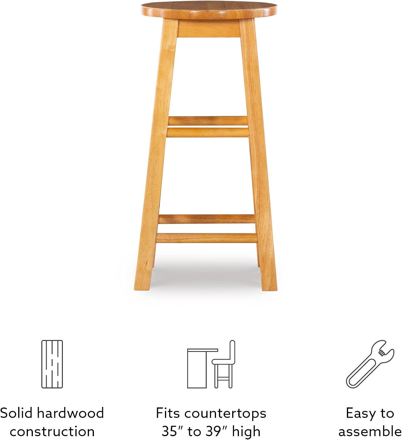 Linon Natural Barstool with Round Seat, 24-Inch - Image 14