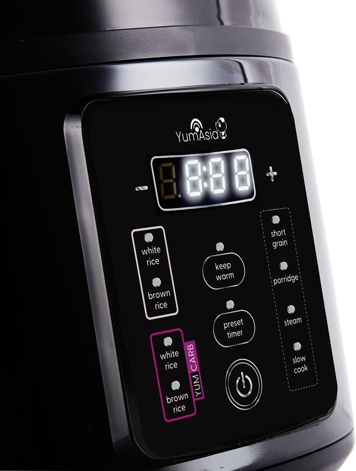 Yum Asia Kumo YumCarb Rice Cooker with Ceramic Bowl and Advanced Fuzzy Logic, (5.5 Cups, 1 Litre), 5 Rice Cooking Functions, 3 Multicooker Functions, 110V US Power (Dark Stainless Steel) - Image 8