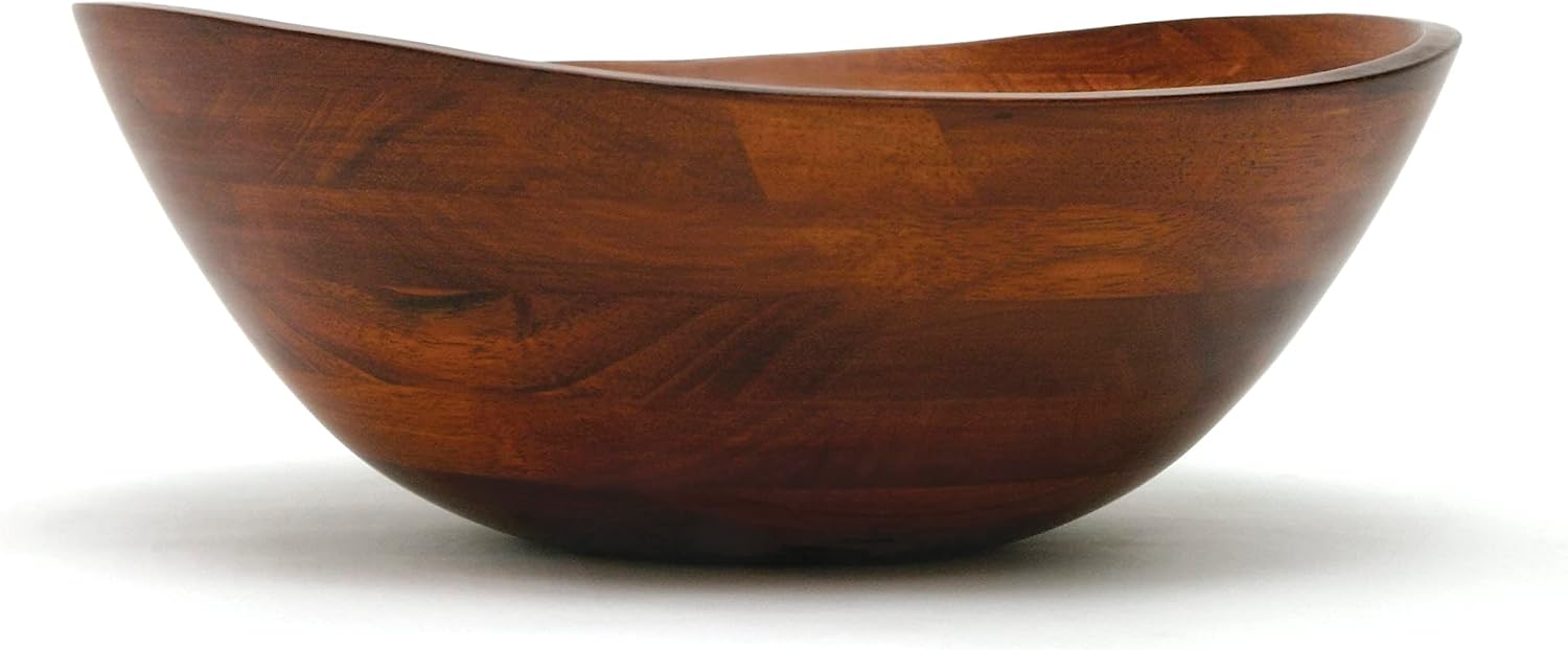 Lipper International Rubberwood Wavy Rim Bowl with Cherry Finish for Fruits, Salads, or Popcorn, Large, 13" x 12.5" x 5", 155.54 Fl. Oz., Single Bowl - Image 4