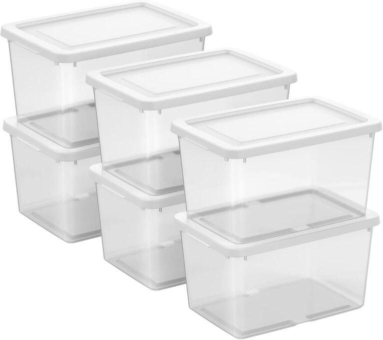 Sterilite Storage Box, Stackable Clear Plastic Bins, 20 Quart, 6-Pack