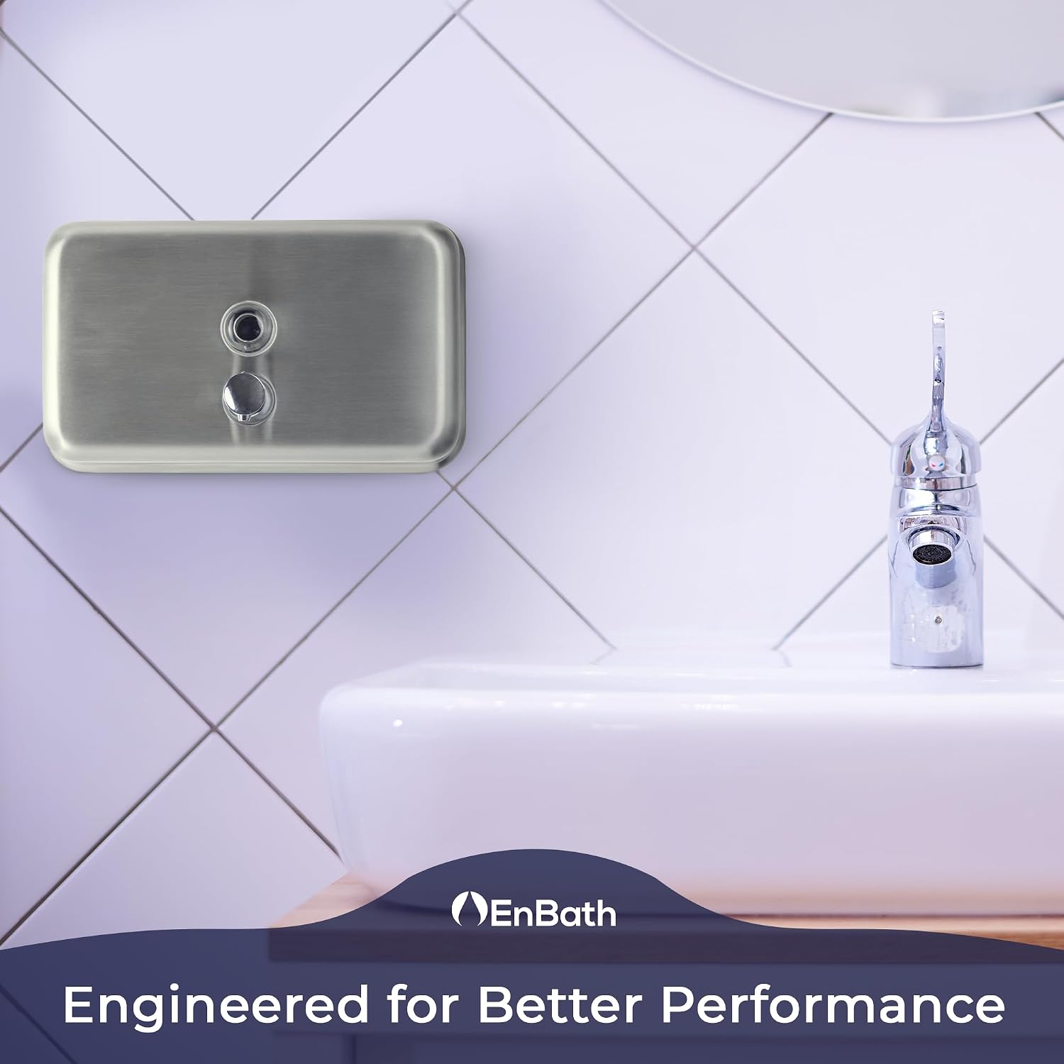 Horizontal Commercial Soap Dispenser Wall Mount, 304 Stainless Steel & Solid Brass Pump Core, Hand Soap Dispenser with Corrosion-Proof Lining for Bathrooms & Kitchens, 37oz/1100ml ADA Compliant - Image 8