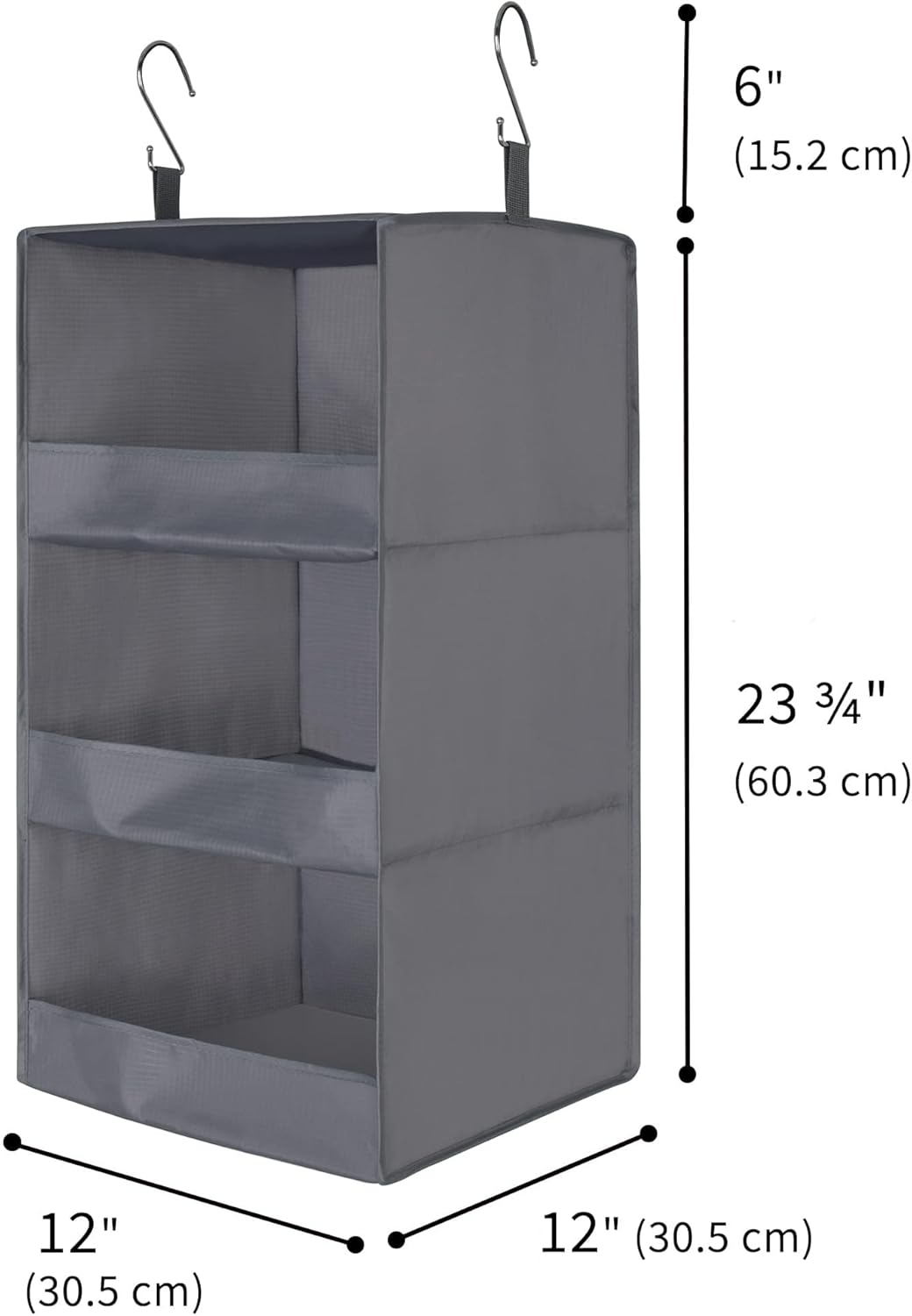 GRANNY SAYS 3-Shelf Hanging Closet Organizer, Foldable Storage, Gray - Image 3