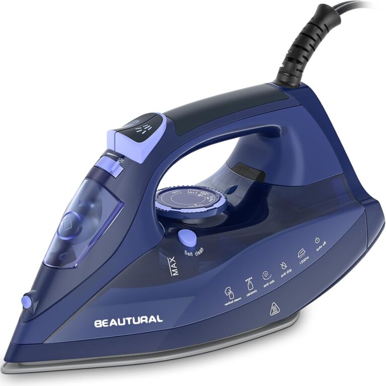BEAUTURAL Steam Iron for Clothes with Ceramic-Coated Soleplate, 1500 Watts