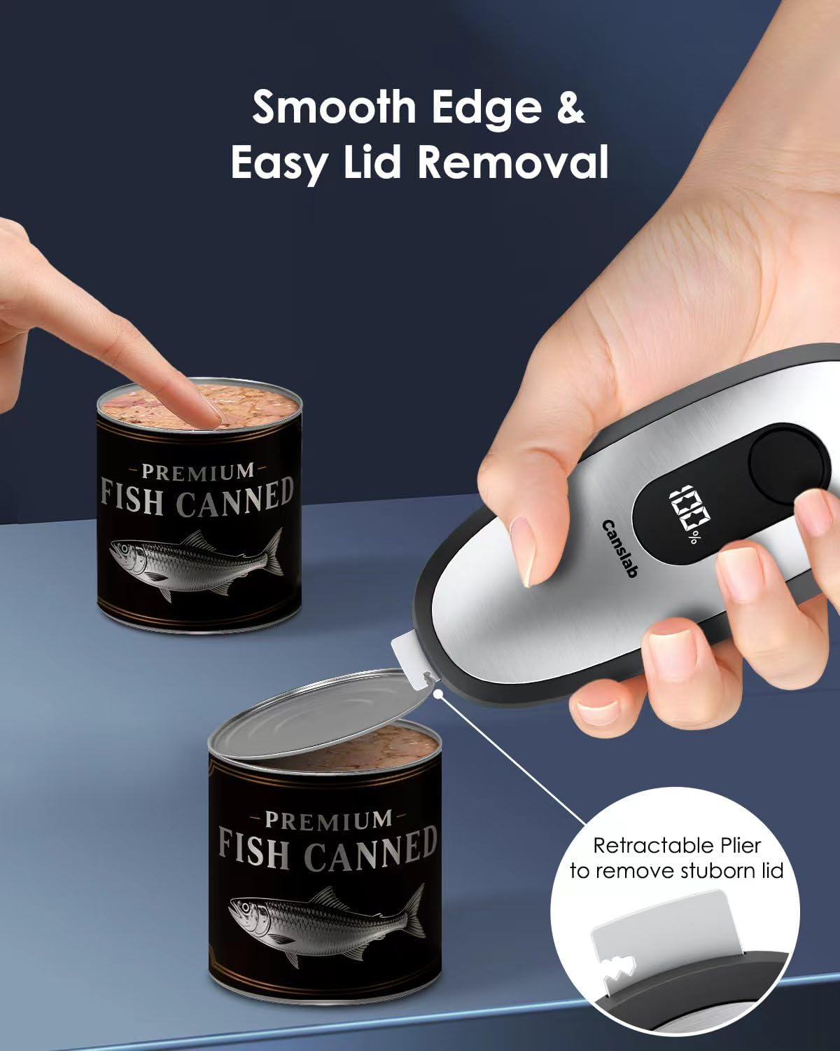 Canslab IRON Electric Can Opener, with LED Battery Track, Stainless Steel - Image 6