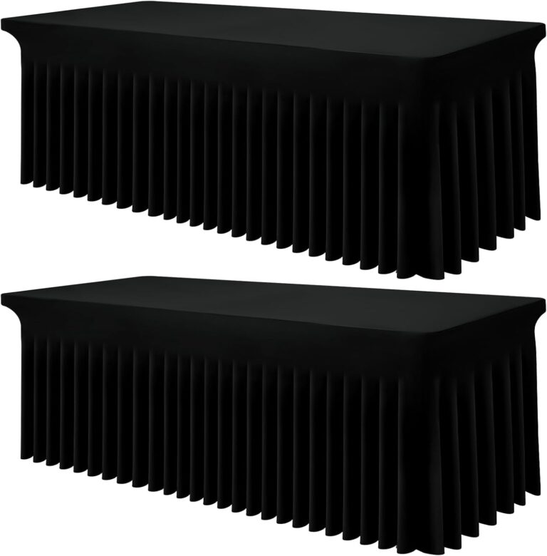 Smiry 2 Pack Spandex Elastic Fitted Table Cloth Skirt for 6FT Table