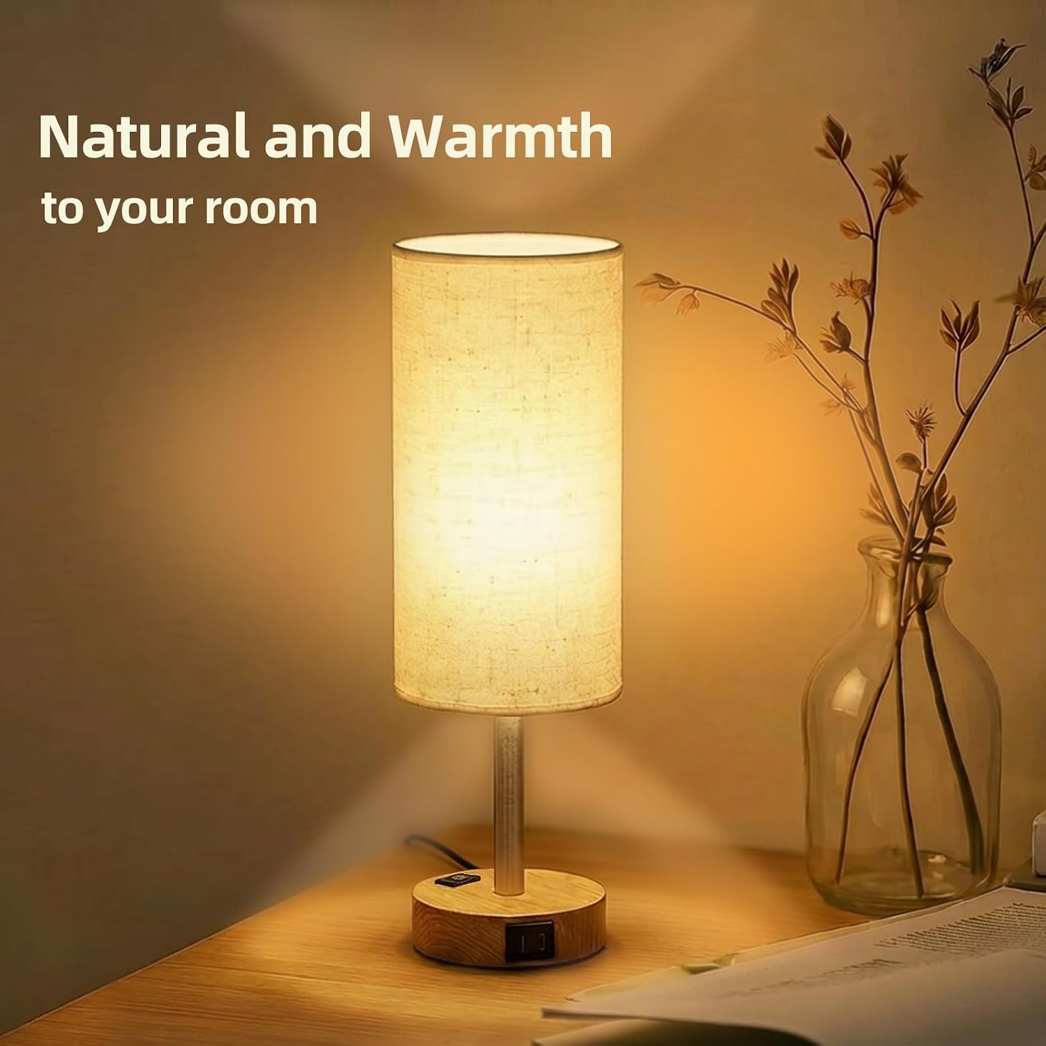 Table Lamp for Bedroom, High-Sensitivity Touch, AC Outlet, USB A+C - Image 8