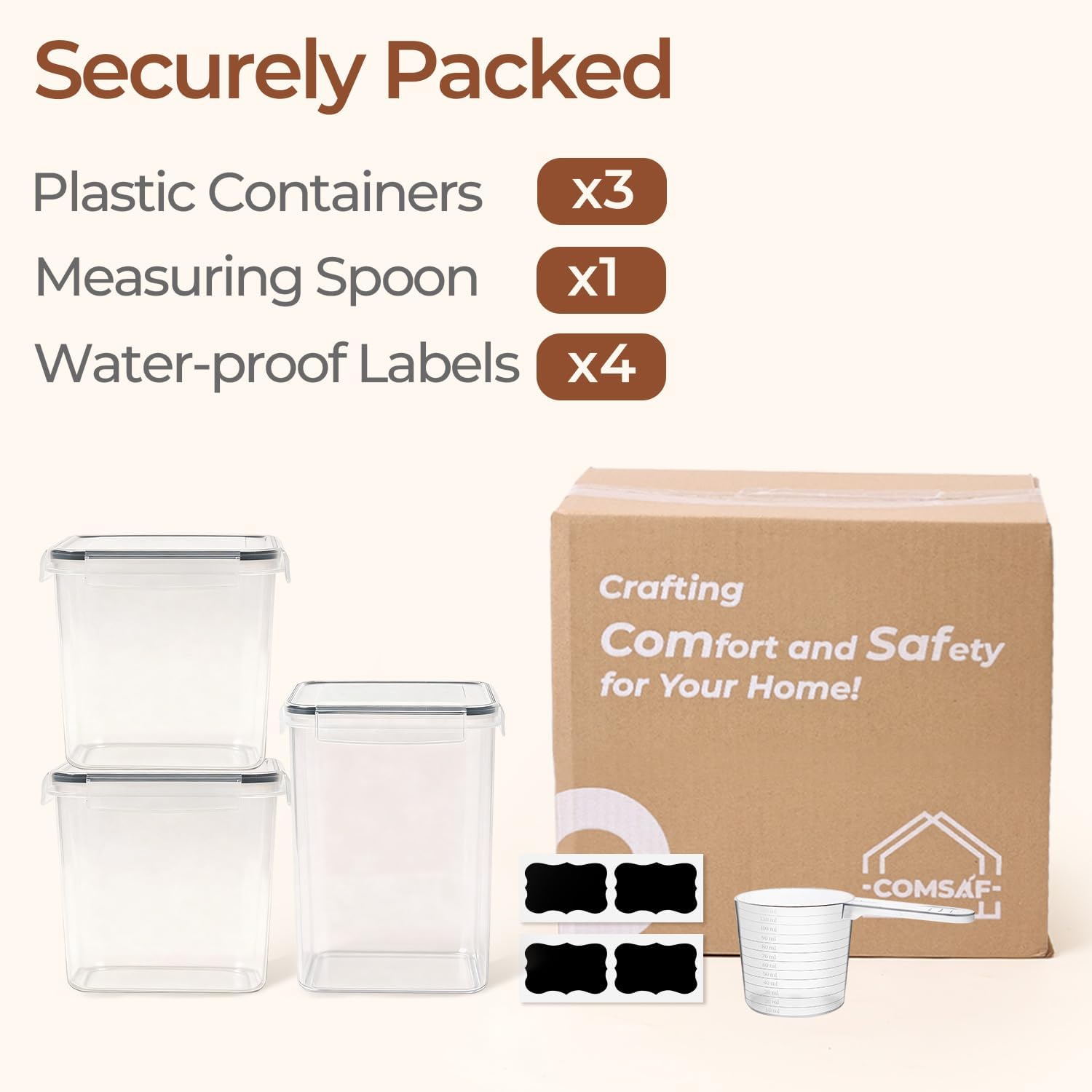 ComSaf Airtight Flour and Sugar Container 2.6Qt & 5.5Qt 3Pack, Wide Mouth - Image 9