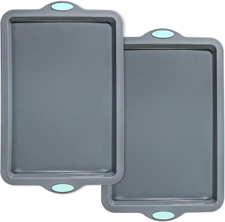 Webake 2Pcs Silicone Sheet Cake Pan with Metal Frame, 14 Inch Silicone Cookie Sheet Pans Nonstick Jelly Roll Pan BPA-free