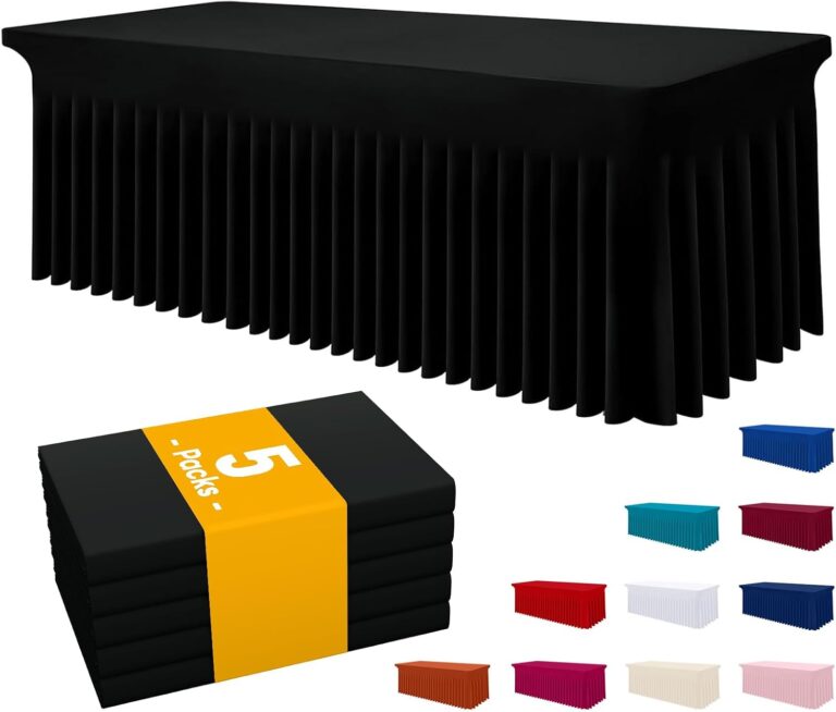 Smiry 5 Pack Spandex Elastic Fitted Table Cloth Skirt for 6FT Table