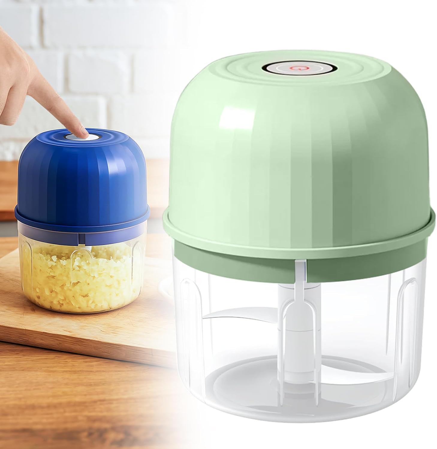 Electric Garlitc chopper, 2026 Upgraded Mini Portable Vegetable chopper, 260ML Garlic Grinder Masher Onion Chopper for Salad Meat, Wireless Food Processor for Ginger, Chili, Fruit (Light Green)