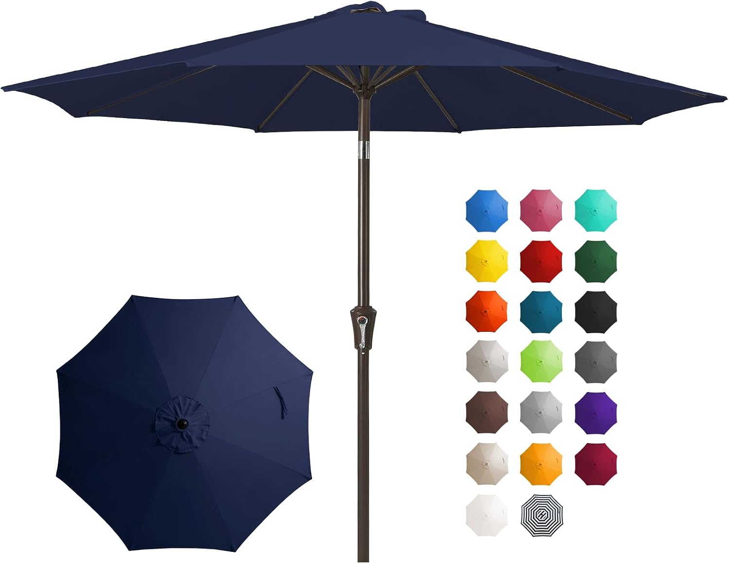 JEAREY 10FT Outdoor Patio Umbrella, Market Umbrella, Navy