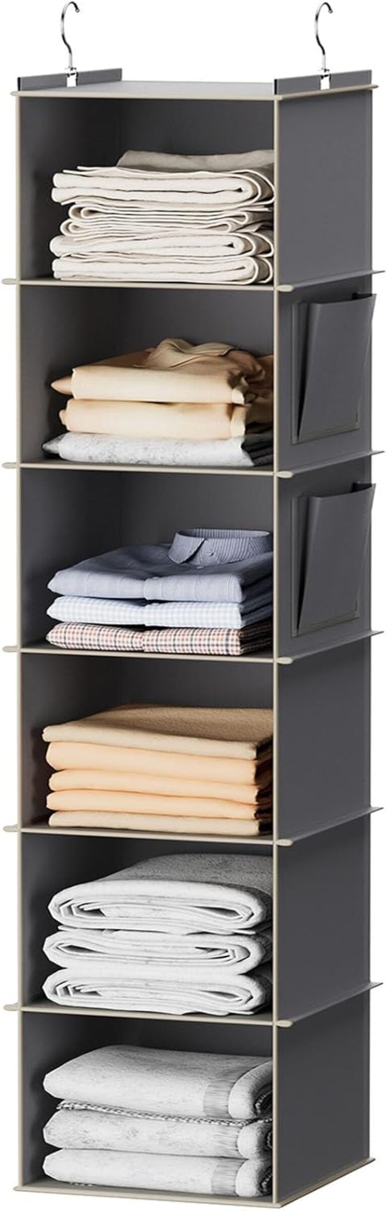 YOUDENOVA Hanging Closet Organizer and Storage, 6-Shelf, Grey