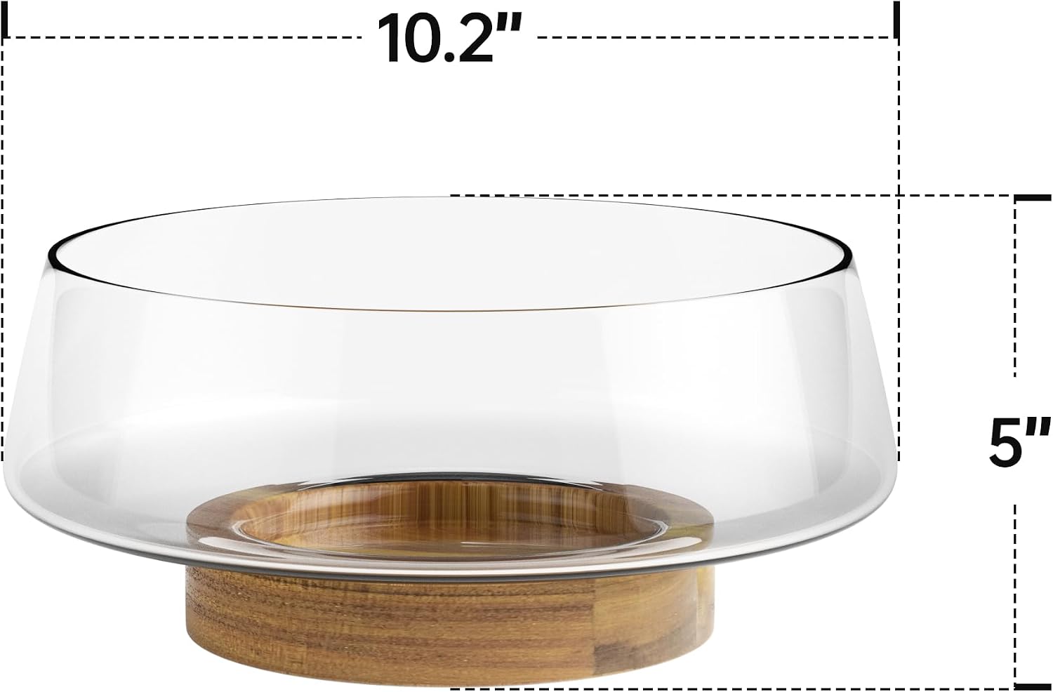 KITEISCAT Extra Large Glass Salad Bowl Set - Party Salad Bowls with Acacia Wood Base and Serving Utensils - Elegant and Practical Kitchen Must-Have - Image 2