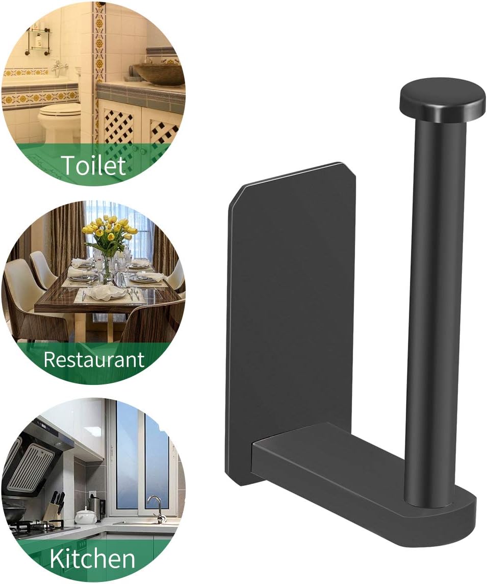 VAEHOLD Self Adhesive Toilet Paper Holder Kitchen Washroom Adhesive Toilet Roll Holder No Drilling for Bathroom Stick on Wall Stainless Steel Brushed Black - Image 7