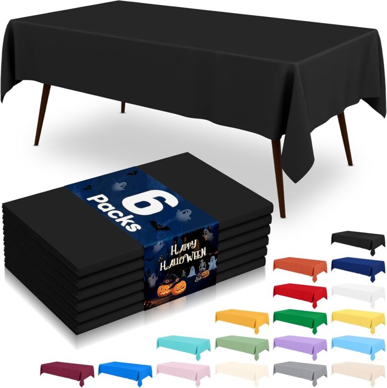 misaya 6 Packs Plastic Table Cloth Black Disposable Tablecloth