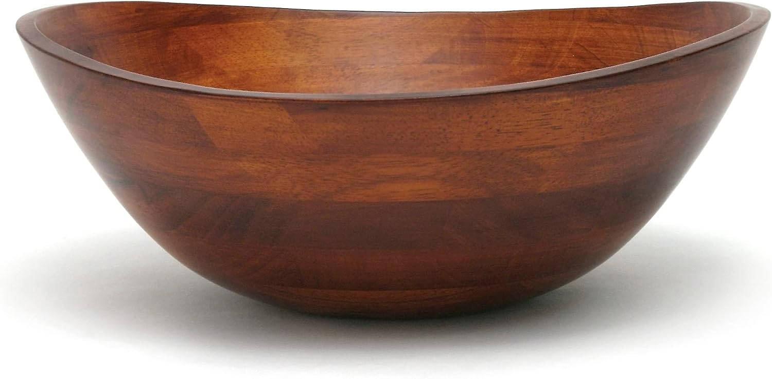 Lipper International Rubberwood Wavy Rim Bowl with Cherry Finish for Fruits, Salads, or Popcorn, Large, 13" x 12.5" x 5", 155.54 Fl. Oz., Single Bowl - Image 5