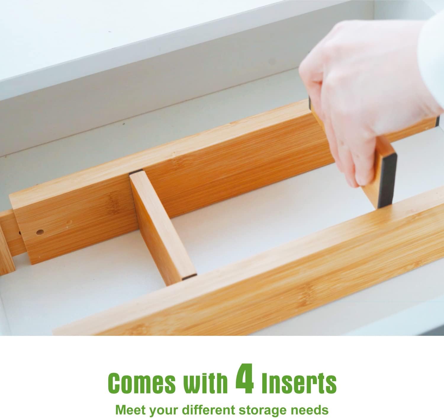 ANTOWIN 4 Pcs Expandable Bamboo Drawer Dividers, Fits 17.6-21.6" Drawers - Image 7