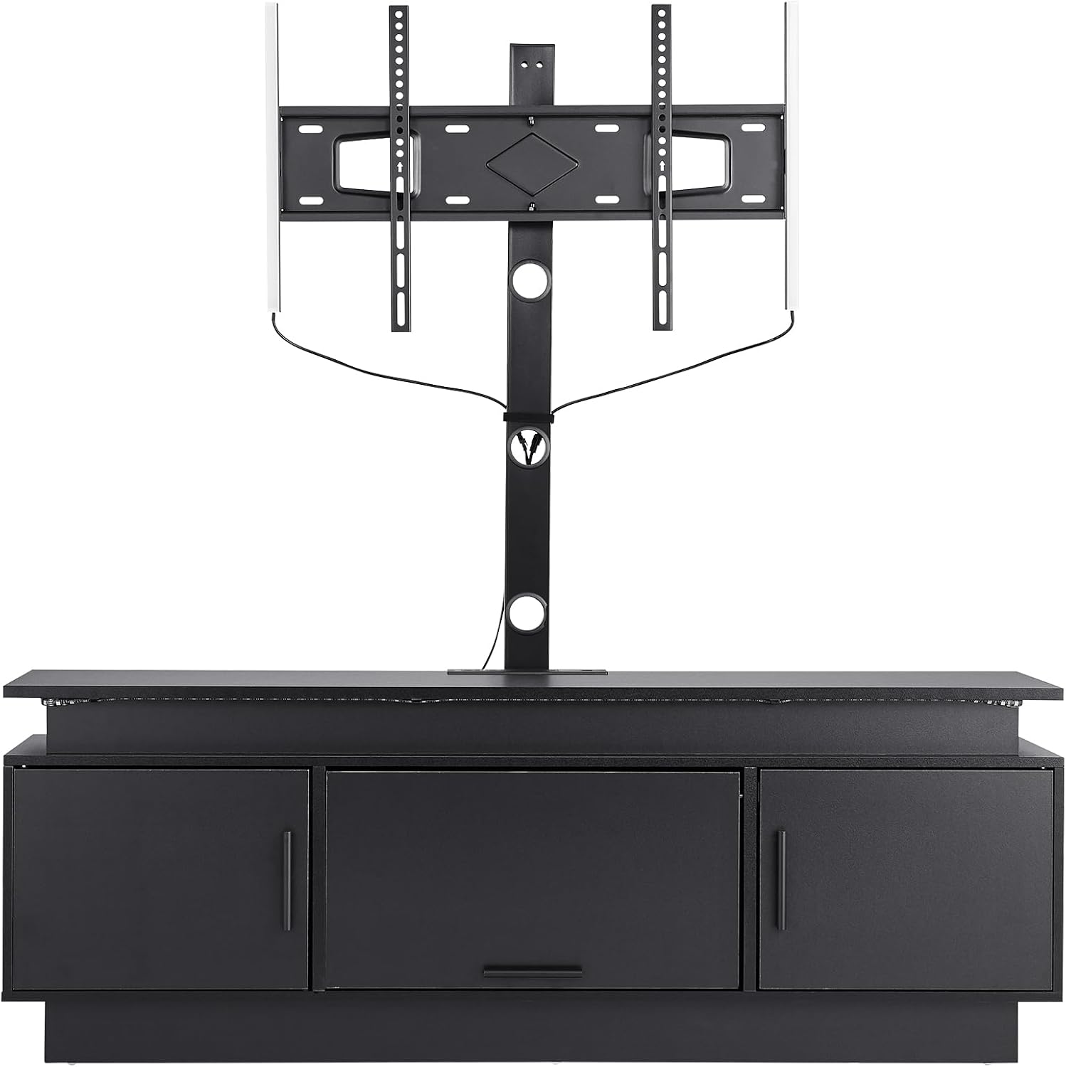 VEVOR 52" TV Stand with Mount for up to 75 in TVs, Entertainment Center with Power Outlet & LED Lights, Height Adjustable TV Console with Mount with 3 Tiers Storage Cabinets for Bedroom, Living Room - Image 9