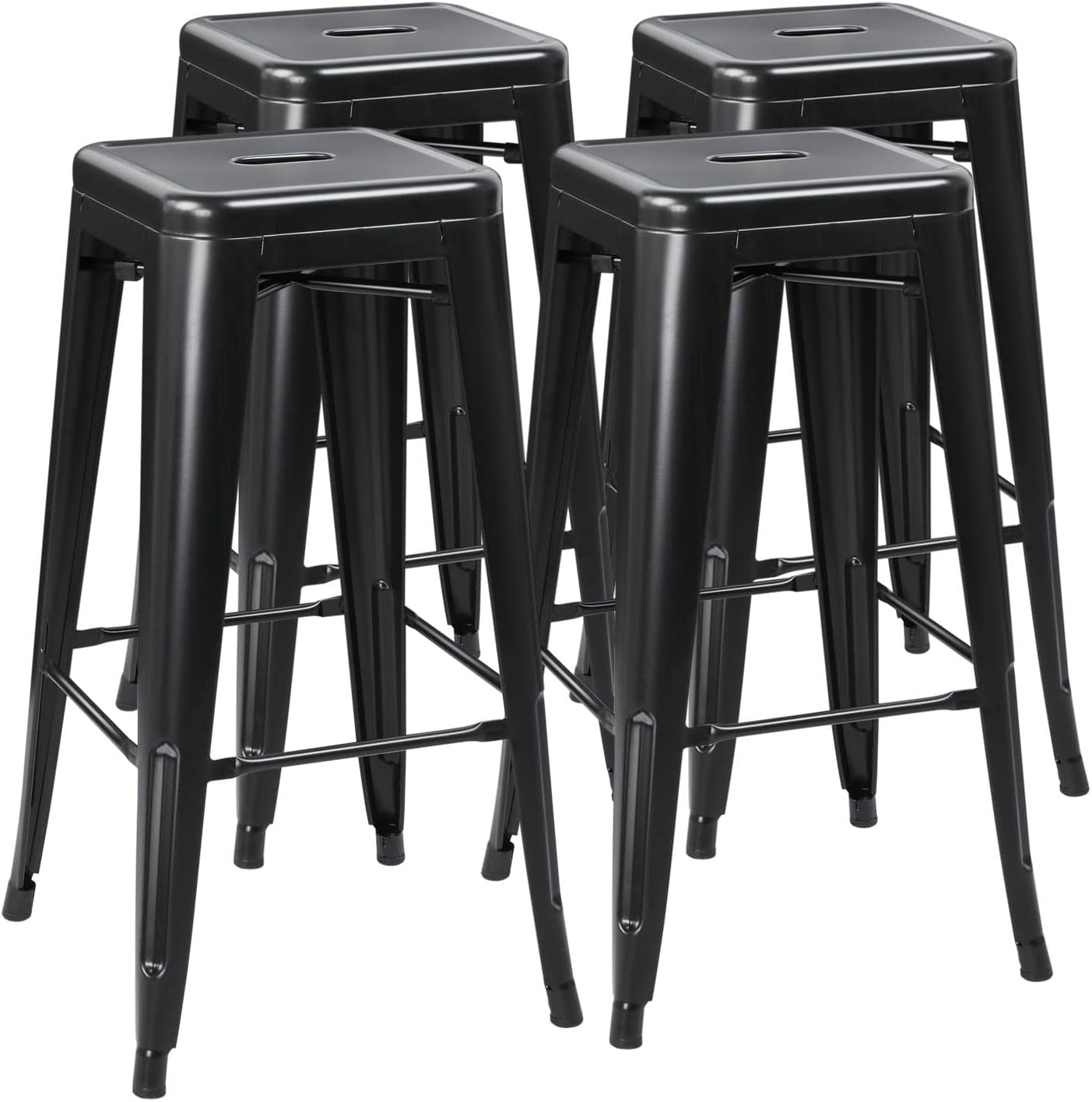 Yaheetech 30 Inch Metal Bar Stools Set of 4, Stackable Barstools, Black