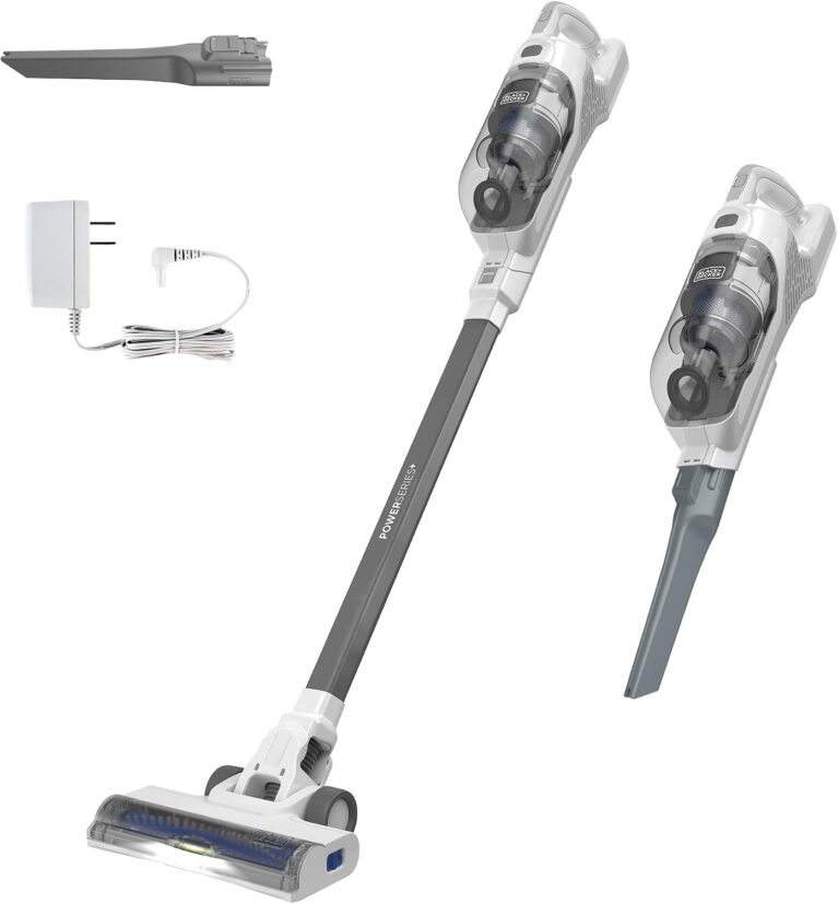 BLACK+DECKER POWERSERIES 16V MAX Stick Vacuum Cordless Rechargeable with LED Lights,Portable Vacuum Cordless, Lightweight, Anti-Tangle, Self-Standing, Multi-Surface, White (BHFEA420J)