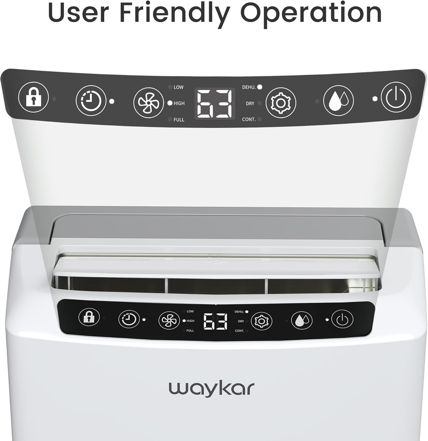 Waykar 34 Pints 2025 Most Efficient Energy Star Dehumidifier for Home & Basement, Ideal for Spaces up to 2,000 Sq. Ft. with Auto or Manual Drainage, 0.62-Gallon Water Tank - Image 6