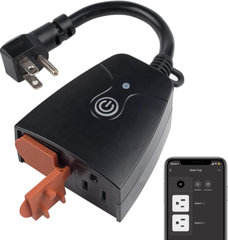 HBN Outdoor Smart Plug, WiFi Heavy Duty 2 Outlet Timer, 1 Pack, 2.4GHz