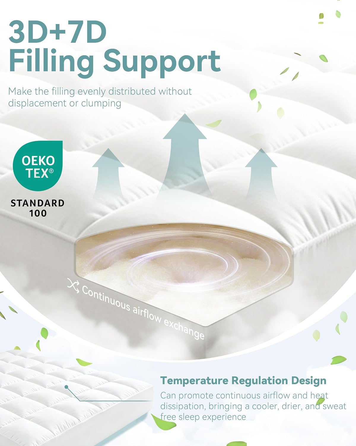 Mattress Topper, 1000GSM Westmonth Premium Quilted 1000GSM Extra Thick Mattress Topper, Oeko-TEX Hotel-Style Breathable & Fluffy Soft, Cooling for Back Pain with (8-21") Deep Pocket,Queen - Image 3
