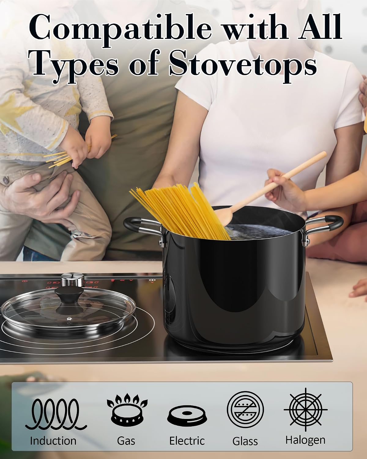 Cook N Home 10.5 Quart Non Stick Stock Pot with Lid, Large Pots for Cooking - Image 3