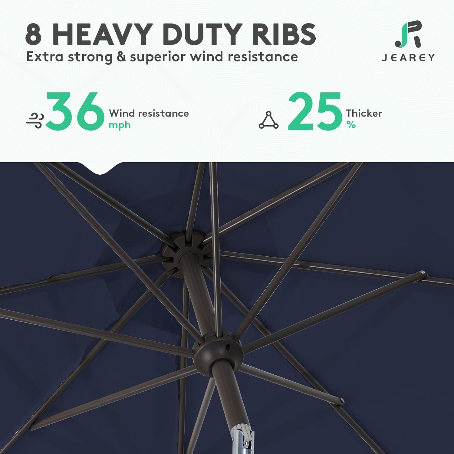 JEAREY 10FT Outdoor Patio Umbrella, Market Umbrella, Navy - Image 5