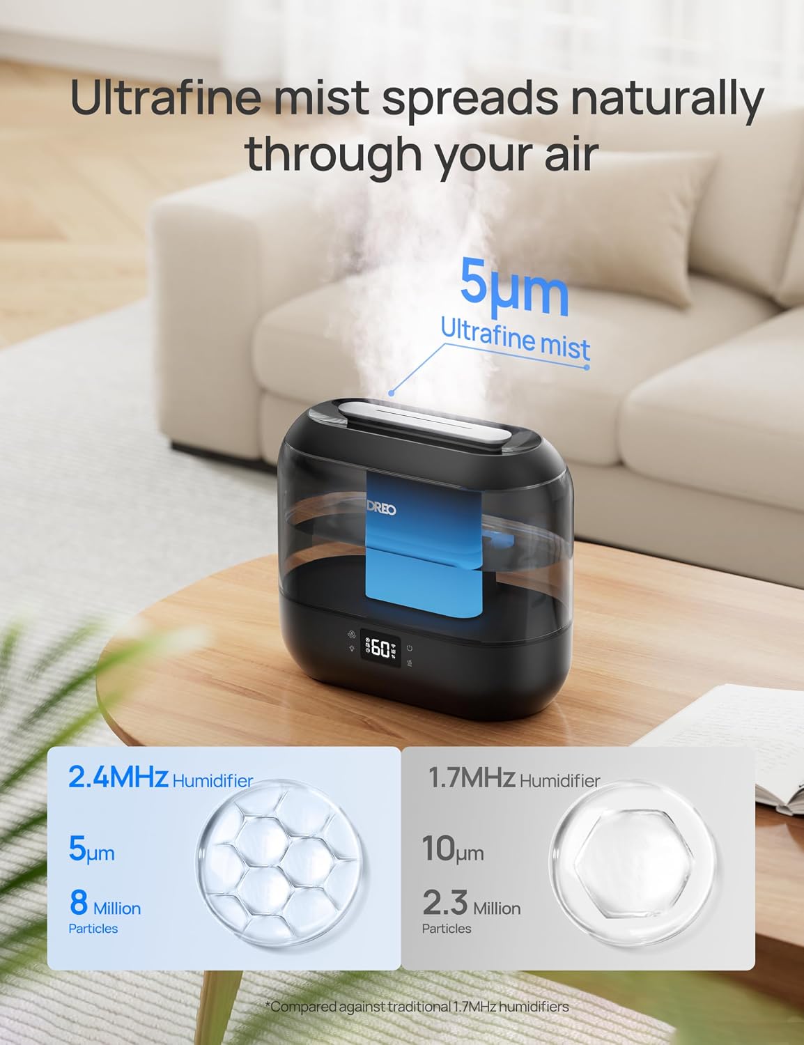 DREO Smart Humidifiers for Bedroom, 4L Cool Mist Humidifier - Image 5