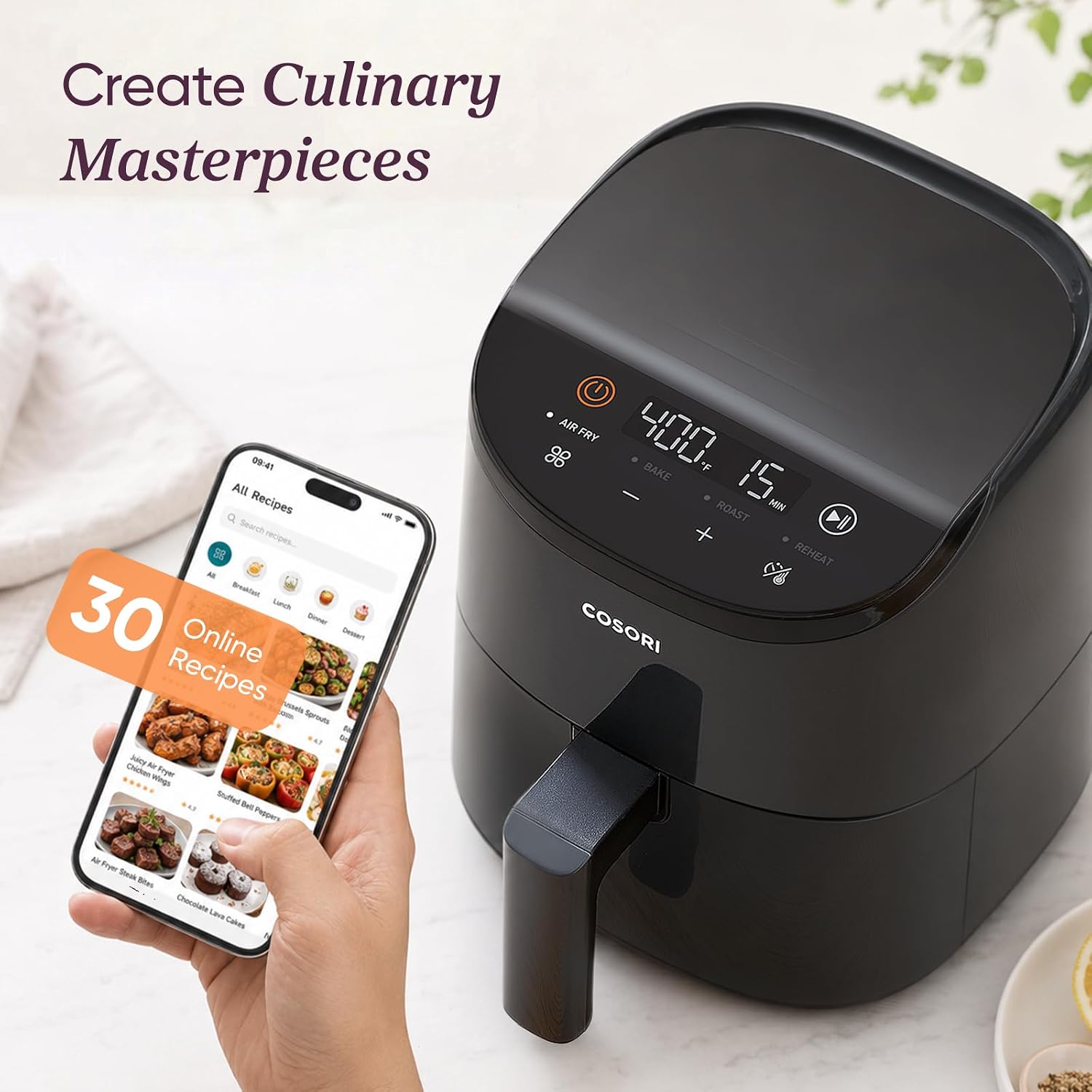Cosori Lite 2.1 Qt Small Air Fryer, Max 400°F, 4-in-1, 97% less oil, Gray - Image 10