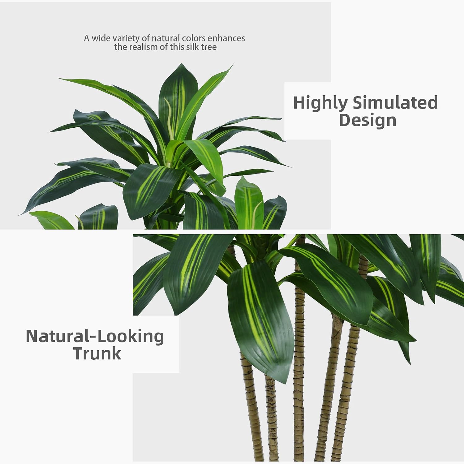ASTIDY Artificial Plant 5FT Dracaena Fake Tree with White Tall Planter - Image 7